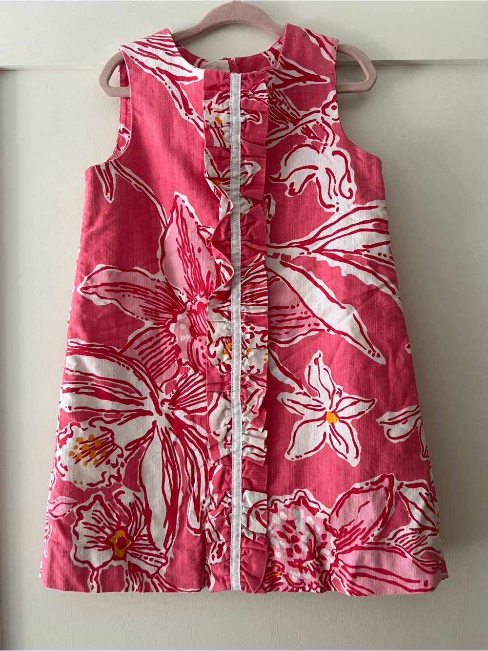 Lilly Pulitzer Pink & White Floral Ruffle dress